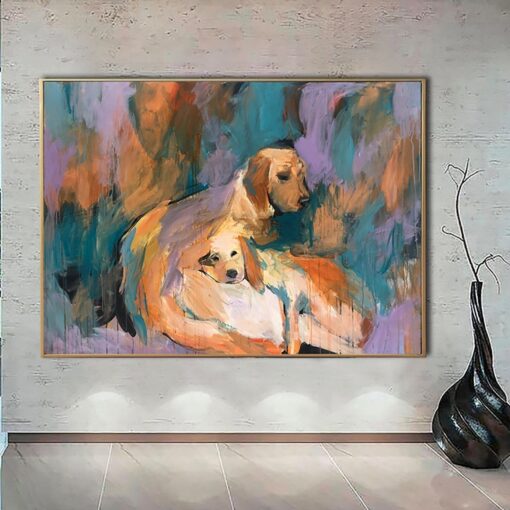 Buy Abstract Labrador Painting Colorful Oil Wall Art Canvas Abstract Dog Painting Pet Wall Art Golden Retriever Artwork Textured Art | DOG FAMILY online shopping cheap