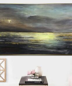 Abstract Landscape Art in Multicolored Feng Shui Painting In Beige and Grey Colors | GOLDEN GLEAM