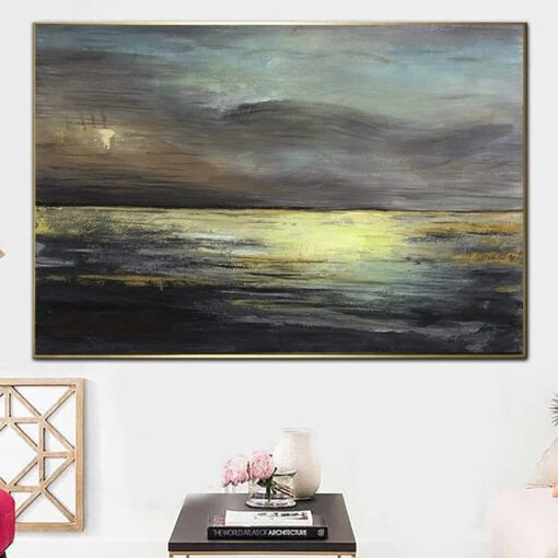 Buy Abstract Landscape Art in Multicolored Feng Shui Painting In Beige and Grey Colors | GOLDEN GLEAM online shopping cheap