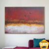 Abstract Landscape Paintings on Canvas In Red, Beige And Gold Colors Minimalist Art Original Textured Painting Modern Wall Decor | EVENING 15.7"x23.6"