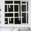 Buy Abstract Large Painting Black And White Art Modern Canvas Original Lines Painting | WHITE MAZE online shopping cheap