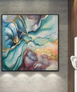 Abstract Living Room Wall Art Large Abstract Original Painting Colorful Painting Gold Painting Oil Abstract Artwork Oil Canvas Painting | SILK CLOUDS