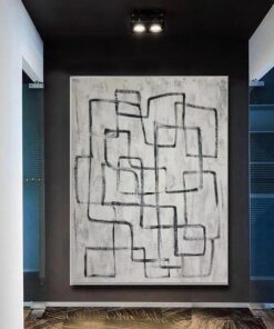 Abstract Maze Painting On Canvas Black And White Labyrinth Minimalist Wall Art Modern Wall Decor | ENDLESS LABYRINTH
