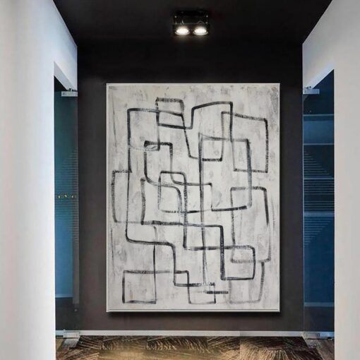 Buy Abstract Maze Painting On Canvas Black And White Labyrinth Minimalist Wall Art Modern Wall Decor | ENDLESS LABYRINTH online shopping cheap