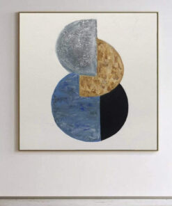 Abstract Minimalist Paintings On Canvas Textured Art Abstract Shapes Art In Grey, Blue, Yellow and Black Colors Solar Eclipse Fine Art | SOLAR ECLIPSE