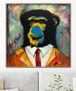 Abstract Monkey Paintings on Canvas Chimpanzee Wall Art Pop Art Painting Street Graffiti Wall Art Abstract Animal Portrait Painting | MONKEY BUSINESS