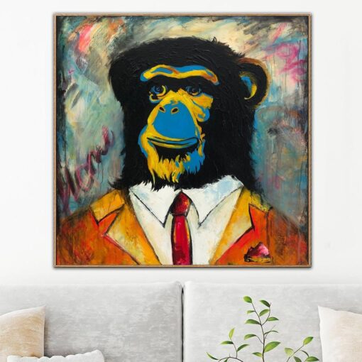 Buy Abstract Monkey Paintings on Canvas Chimpanzee Wall Art Pop Art Painting Street Graffiti Wall Art Abstract Animal Portrait Painting | MONKEY BUSINESS online shopping cheap