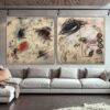 Buy Abstract Oil Painting Canvas Beige Wall Art Neutral Artwork Diptych Painting Contemporary Wall Art Commission Painting | FUTURE IS COMING online shopping cheap