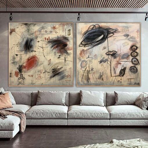 Buy Abstract Oil Painting Canvas Beige Wall Art Neutral Artwork Diptych Painting Contemporary Wall Art Commission Painting | FUTURE IS COMING online shopping cheap