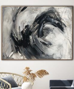 Abstract Oil Painting Canvas Black and White Wall Art Marble Canvas Art Heavy Textured Artwork Grey Painting Contemporary Wall Art | WAVE APPROACH