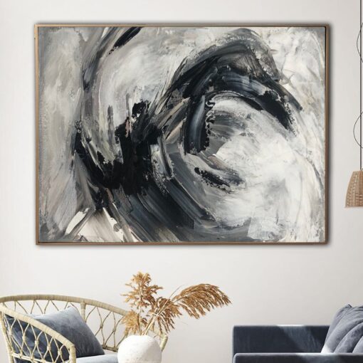 Buy Abstract Oil Painting Canvas Black and White Wall Art Marble Canvas Art Heavy Textured Artwork Grey Painting Contemporary Wall Art | WAVE APPROACH online shopping cheap
