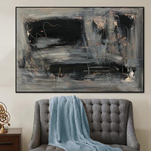 Buy Abstract Oil Painting Canvas Dark Wall Art Abstract Expressionism Painting Textured Artwork Contemporary Art Luxury Painting | DARK SHAPES online shopping cheap