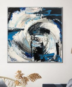 Abstract Oil Painting Canvas Navy Blue Painting Pour Painting Contemporary Art Abstract Maelstrom Painting Hanging Decor | MAELSTROM OF LIFE