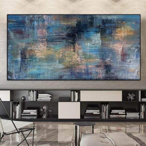 Buy Abstract Oil Painting Canvas Royal Blue Wall Art Heavy Textured Artwork Knife Palette Painting Contemporary Wall Art Luxury Painting | SKY VELVET online shopping cheap