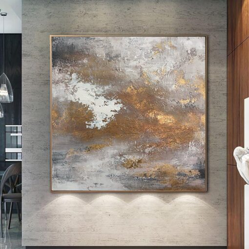 Buy Abstract Oil Painting Gold Leaf Wall Art Heavy Textured Art Neutral Wall Art Abstract Expressionist Artwork for Living Room Decor | GOLD WAY online shopping cheap