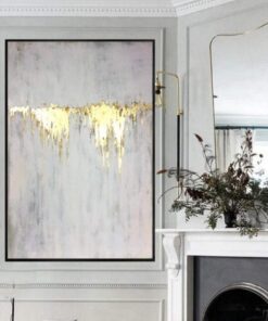 Abstract Oil Painting Original Canvas Gray Painting Gold Painting Contemporary Art | GOLDEN WATERFALL