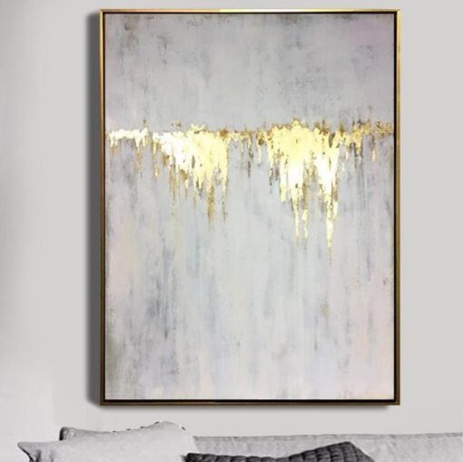 Buy Abstract Oil Painting Original Canvas Gray Painting Gold Painting | GOLDEN WATERFALL online shopping cheap