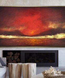 Abstract Oil Painting Oversized Abstract Paintings On Canvas Red Painting Gold Leaf Painting Original Modern Art | FIRE SKY