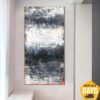 Buy Abstract Original Oil Painting on Canvas Large Abstract Original Oil Painting on Canvas Black White Artwork Room Decor | INCONCEIVABILITY 36"x18" online shopping cheap