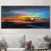 Buy Abstract  Painting Colorful Art Navy Blue Painting Sunset Painting Original Wall Art Texture | COLORFUL SUNSET online shopping cheap