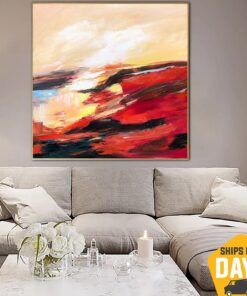 Abstract  Painting On Canvas Red Colorful Original Decor Desert Modern Artwork Painting Wall Art | HOT DESERT 31.5"x31.5"
