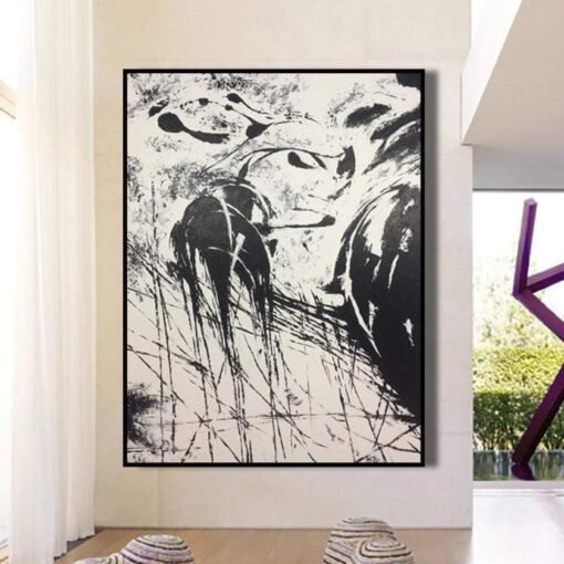 Buy Abstract Painting in Black and White | HUMANITY online shopping cheap
