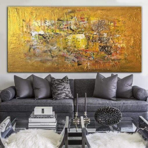 Buy Abstract Painting in Gold and Yellow | GOLDEN COIN online shopping cheap