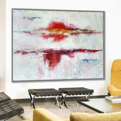 Buy Abstract Painting in White and Red Colors | PASSION online shopping cheap