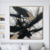 Buy Abstract Painting on Canvas Black and White Wall Art Black Lines Painting Original Artwork Custom Art in Size 40x40 Art Wall Decor | MOUNTAIN RIVER online shopping cheap