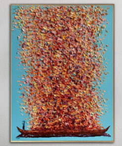 Abstract Painting on Canvas Colorful Wall Art Impasto Oil Painting Original Boat Wall Art Personalization Art in Size 40×30 for Bar Decor | GONDOLA