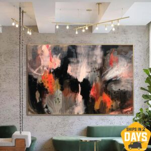 Abstract Painting on Canvas Colorful Wall Art Red Artwork Heavy Textured Painting Modern Fine Art for Aesthetic Room Decor | RAIN OF SPRING 36"x48"
