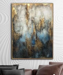 Abstract Painting on Canvas Gold Leaf Wall Art Heavy Textured Artwork Pasty Painting Custom Wall Art 40×30 Art for Lake House Wall Art | GRACE
