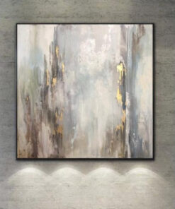 Abstract Paintings On Canvas Original Gray Painting Original Gold Leaf Painting | SPRING THAW