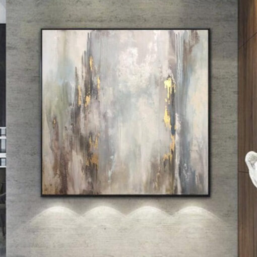 Buy Abstract Paintings On Canvas Original Gray Painting Original Gold Leaf Painting | SPRING THAW online shopping cheap