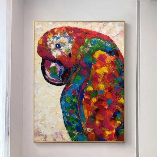 Buy Abstract Parrot Painting Canvas Bright Bird Art Colorful Artwork Customized Painting 54x40 Art Tropical Wall Art for Lake House Wall Art | RED PARROT online shopping cheap