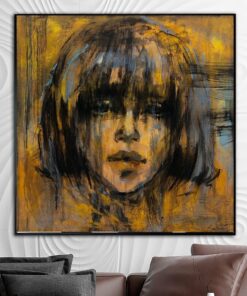 Abstract Portrait Painting Canvas Figurative Wall Art Woman Face Artwork Customized Painting 32×32 Art Giant Wall Art Decor | YOUNG GIRL