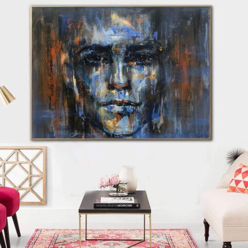 Buy Abstract Portrait Paintings On Canvas Blue Figurative Art Acrylic Face Painting Expressionist Art 30x40 Textured Painting Glam Decor | GULLIBLE FACE online shopping cheap