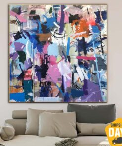 Abstract Purple Painting Large Painting on Canvas Purple Wall Art Colorful Artwork Oil Painting Wall Art Indie Room Decor | SEASONAL VIBE 59.8"x59.8"