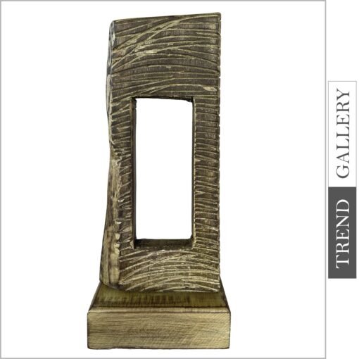 Buy Abstract Rectangular Desktop Art Original Wood Table Figurine Ribbed Creative Wood Sculpture | EYE OF A NEEDLE 18.2"x7" online shopping cheap