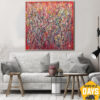 Abstract Red Paintings On Canvas Colorful Wall Art Modern Textured Artwork for Living Room Decor | RED MADNESS 57"x57"