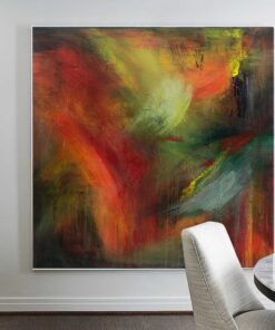 Abstract Red Wall Art Colorful Painting on Canvas Original Colorful Art OIl Painting on Canvas Modern Acrylic Artwork for Home Decor | RED LAKE