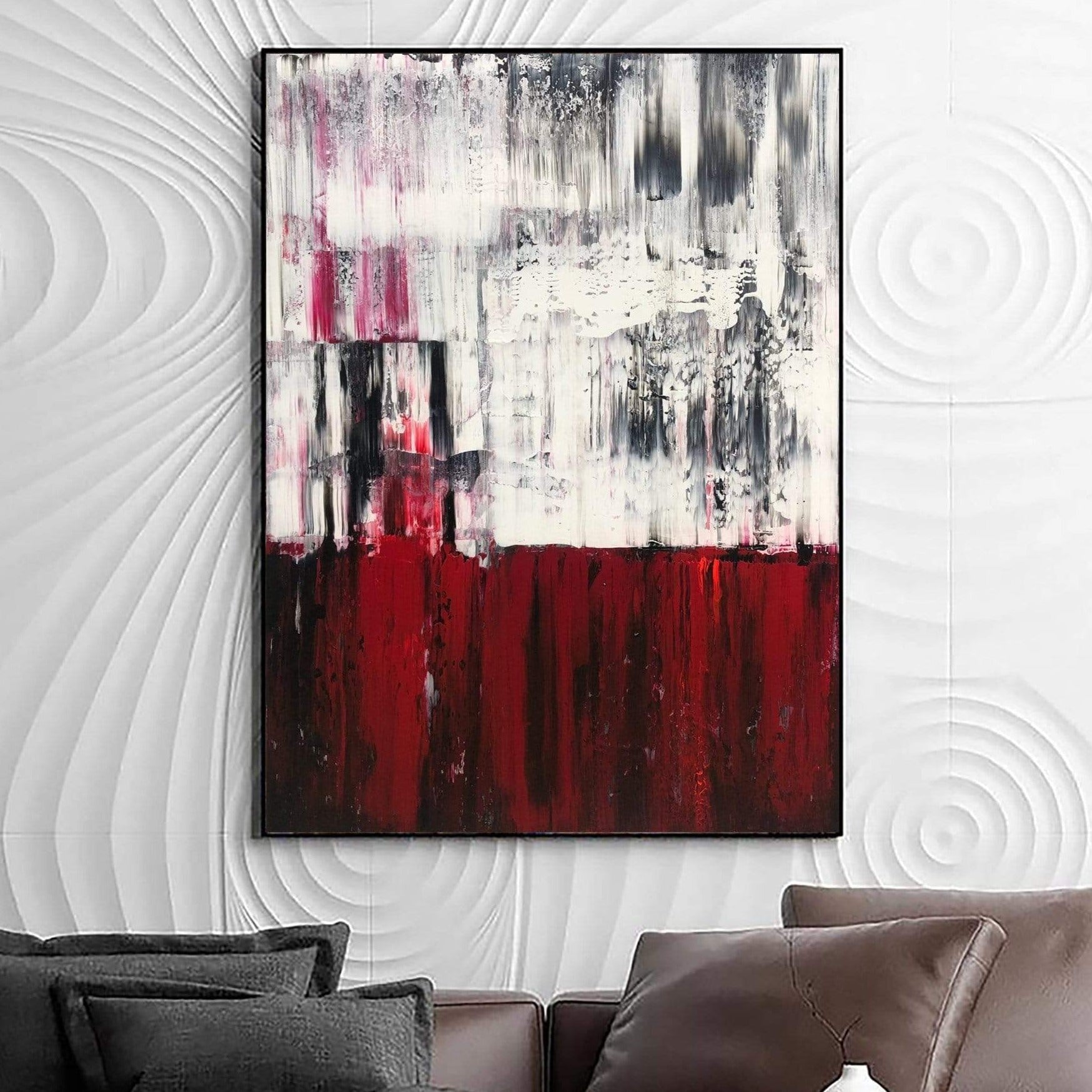 Buy Abstract Red Wall Art Expressionism Painting Red and White Art Minimalist Artwork Hand Painted Art Textured Painting Contemporary Art | EDGE OF COLOR online shopping cheap