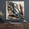Buy Abstract Resin Paintings On Canvas In Black And Brown Colors Original Beige Oil Painting Luxury Textured Art | GEYSER online shopping cheap