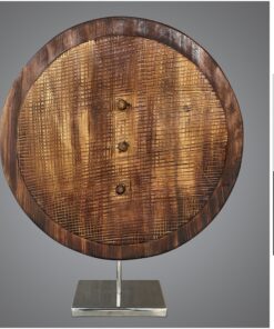 Abstract Round Wood Sculpture Creative Ribbed Desktop Art Original Table Figurine for Room Decor | RIBBED DISC 21.6"x17.7"