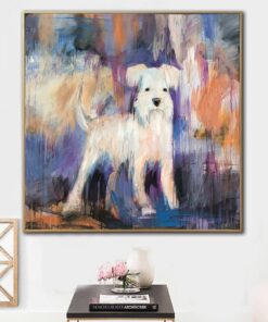 Abstract Schnauzer Painting on Canvas Animal Wall Art Vivid Artwork Dog Painting 40×40 Art Custom Pet Painting Wall Decor | MINIATURE SCHNAUZER