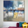 Abstract Seascape Artwork Colorful Port Paintings On Canvas Creative Texture Oil Painting | MORNING PORT 32"x32"