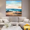 Abstract Seascape Painting On Canvas Blue Ocean Art Aesthetic Modern Coastal Blue Waves Artwork Decor | OCEAN BREEZE 33"x33"