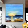 Buy Abstract Seascape Paintings On Canvas Original Acrylic Blue Sea Fine Textured Modern Oil Painting | SEASCAPE BREEZE 32"x32" online shopping cheap