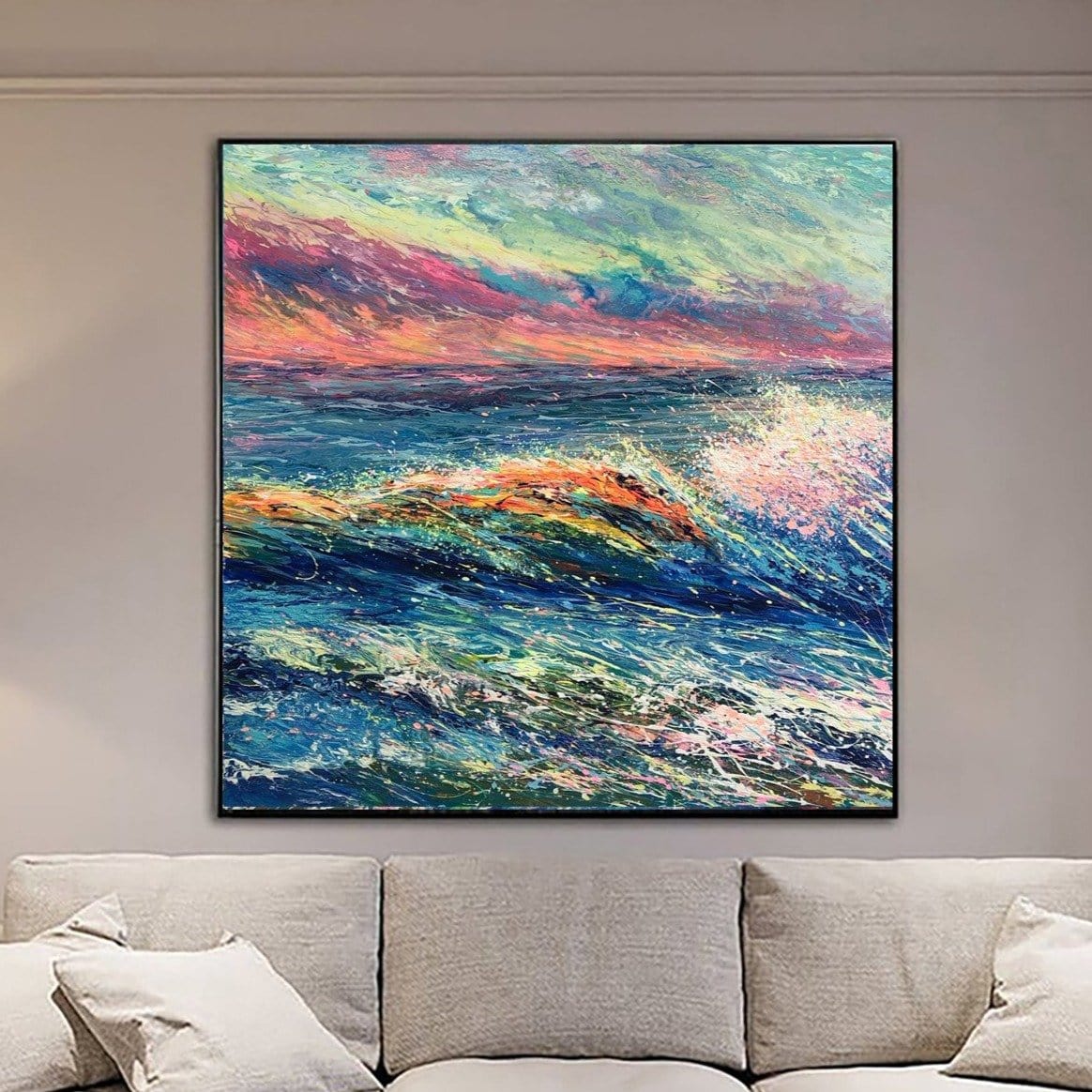 Buy Abstract Seascape Wall Art on Canvas Colorful Artwork Original Wave Painting Coastal Art Marble Art Hotel Art Wall Hanging Decor | POWER OF WATER online shopping cheap