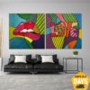 Abstract Set Of 2 Oil Paintings Original Colorful Lips Modern Artwork Decor for Home | LIPS AND LOVE 2P 26"x52" Abstract Set Of 2 Oil Paintings Original Colorful Lips Modern Artwork Decor for Home | LIPS AND LOVE 2P 26"x52"